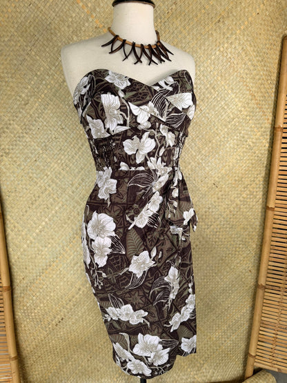 Lorelei's Vintage- Bali Hai Sarong Dress- The Royal Orchid Collection -Coconut - Lorelei's Vintage