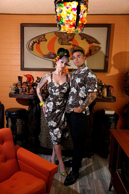 Lorelei's Vintage- Bali Hai Sarong Dress- The Royal Orchid Collection -Coconut - Lorelei's Vintage