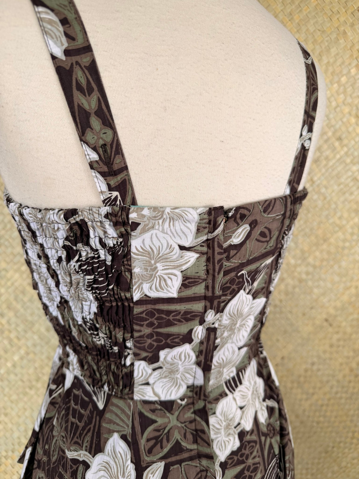 Lorelei's Vintage- Bali Hai Sarong Dress- The Royal Orchid Collection -Coconut - Lorelei's Vintage