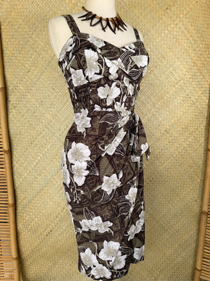 Lorelei's Vintage- Bali Hai Sarong Dress- The Royal Orchid Collection -Coconut - Lorelei's Vintage