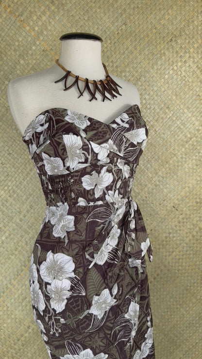 Lorelei's Vintage- Bali Hai Sarong Dress- The Royal Orchid Collection -Coconut